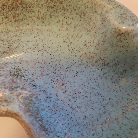 VTG MCM California Original USA  Atomic Boomerang Aqua w/Gold Specks Ashtray - Picture 4 of 7